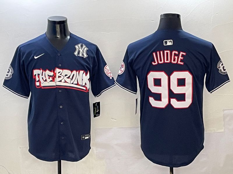 Men New York Yankees #99 Judge Drak Blue four generations Joint Name 2025 Nike MLB Jersey style 4115